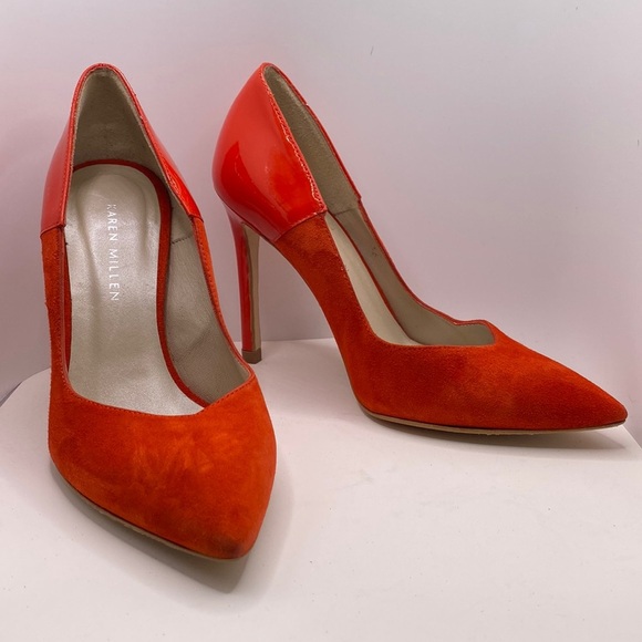 Karen Millen Orange Suede Heels - Picture 1 of 11